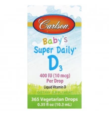 Carlson Labs, Витамин D3 для детей Super Daily , 400 МЕ, 0,35 жидкой унции (10,3 мл)