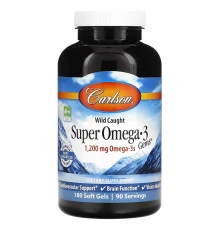 Carlson Labs, Рыбий жир из обитающей в открытом море рыбы Super Omega-3 Gems, 1200 мг, 180 мягких таблеток