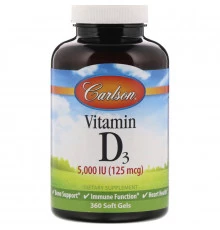 Carlson Labs, Витамин D3, 5000 МЕ, 360 желатиновых капсул