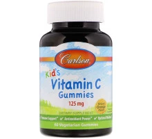 Carlson Labs, Kid's Vitamin C Gummies, Natural Orange Flavor, 125 mg, 60 Vegetarian Gummies