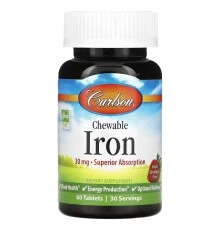 Carlson, Chewable Iron, Strawberry, 30 mg, 60 Tablets