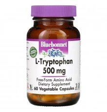 Bluebonnet Nutrition, L-триптофан, 500 мг, 60 капсул в растительной оболочке
