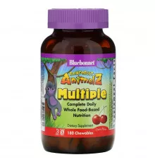 Bluebonnet Nutrition Rainforest Animalz Whole Food Based Multiple Natural Cherry Flavor 180 Chewables