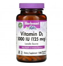 Bluebonnet Nutrition Витамин D3 5000 МЕ 120 капсул в растительной оболочке