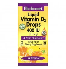 Bluebonnet Nutrition Жидкий витамин D3 в каплях Натуральный цитрусовый вкус 1 жидких унции (30 мл)