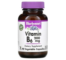 Bluebonnet Nutrition Витамин B-6 200 мг 90 растительных капсул