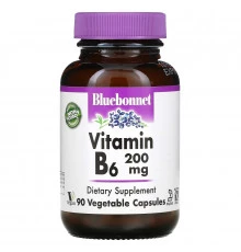 Bluebonnet Nutrition Витамин B-6 200 мг 90 растительных капсул