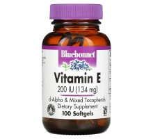 Bluebonnet Nutrition, Витамин E, 200 МЕ, 100 гелевых капсул
