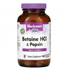 Bluebonnet Nutrition, Бетаин HCL и пепсин, 180 капсул в растительной оболочке