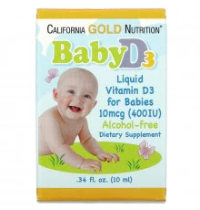 California Gold Nutrition Витамин D3 400 МЕ .34 ж.унций (10 мл)