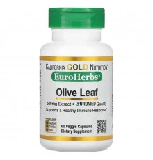 California Gold Nutrition, Оливковые листья XT EuroHerbs 500 mg, VC EM, 60 карат