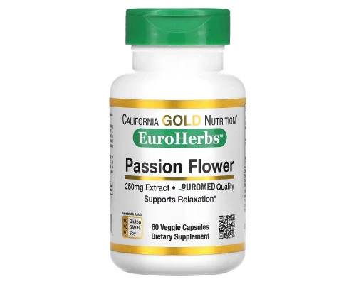 California Gold Nutrition, EuroHerbs, Пассифлора XT 250 mg, VC MB, 60 карат California Gold Nutrition, EuroHerbs, Пассифлора XT 250 mg, VC MB, 60 карат
