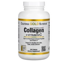 California Gold Nutrition, Гидролизованные коллагеновые пептиды + витамин С, тип 1 и 3, 6000 мг, 250 таблеток