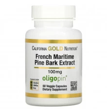 California Gold Nutrition, Французский экстракт коры приморской сосны, олигопин, антиоксидант полифенол, 100 мг, 60 вегетарианских капсул