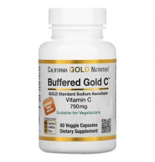 California Gold Nutrition, Buffered Gold C, Non-Acidic Vitamin C, Sodium Ascorbate, 750 mg, 60 Растительная капсула