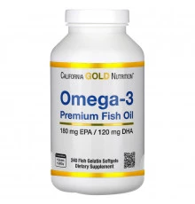 California Gold Nutrition, Omega-3, Premium Fish Oil, 240 Fish Gelatin Softgels