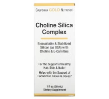 California Gold Nutrition, Комплекс с холином и кремнеземом, биодоступная коллагеновая поддержка, 1 жидкая унция (30 мл)