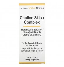 California Gold Nutrition, Комплекс с холином и кремнеземом, биодоступная коллагеновая поддержка, 1 жидкая унция (30 мл)