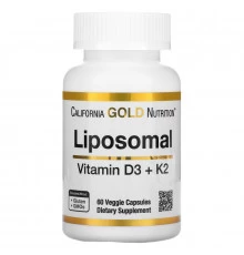 California Gold Nutrition, Liposomal Vitamin K2+ D3, 60 Veggie Capsules