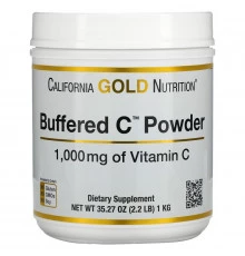 California Gold Nutrition, Buffered Gold C, некислый буферизованный витамин C в форме порошка, аскорбат натрия, 1000 мг, 1 кг (2,2 фунта)