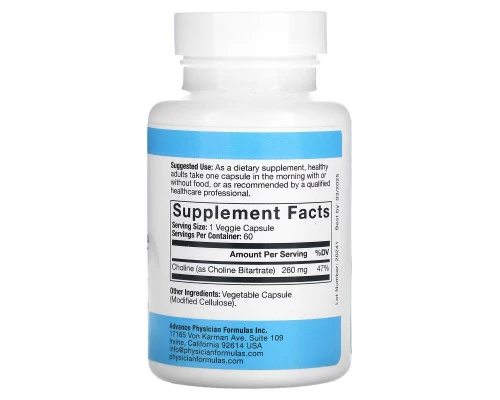 Advance Physician Formulas Inc. Choline Bitartrate 650 mg 60 Capsules Advance Physician Formulas Inc. Choline Bitartrate 650 mg 60 Capsules