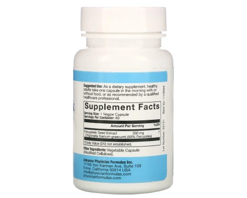 Advance Physician Formulas Inc. Fenugreek Extract 350 mg 60 Capsules Advance Physician Formulas Inc. Fenugreek Extract 350 mg 60 Capsules