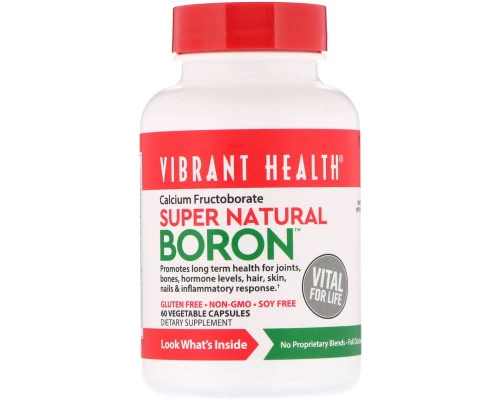 Vibrant Health, Super Natural Boron, 60 растительных капсул