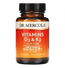 Dr. Mercola, Vitamins D3 & K2 Low Dose, 30 Capsules