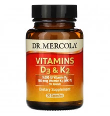 Dr. Mercola, Vitamins D & K2, 30 Capsules