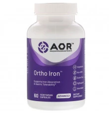 Advanced Orthomolecular Research AOR, Ортомолекулярное железо, 60 вегетарианских капсул