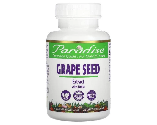 Paradise Herbs, ActiVin, Экстракт косточек винограда 90 овощных капсул Paradise Herbs, ActiVin, Экстракт косточек винограда 90 овощных капсул