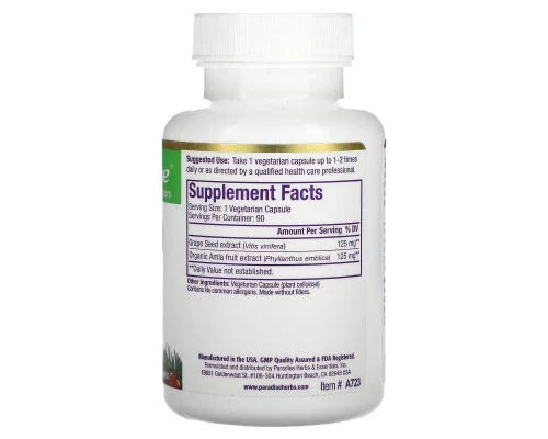 Paradise Herbs, ActiVin, Экстракт косточек винограда 90 овощных капсул Paradise Herbs, ActiVin, Экстракт косточек винограда 90 овощных капсул