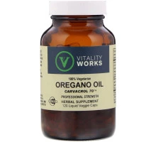 Vitality Works, Масло орегано, Карвакрол 70, 120 капсул