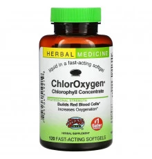 Herbs Etc. ChlorOxygen Концентрат хлорофилла Не содержит спирт 120 гелевых капсул быстрого действия