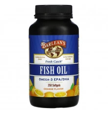 Barlean's Fresh Catch Рыбий жир Омега-3 EPA/DHA Вкус апельсина 1000 мг 250 гелевых капсул