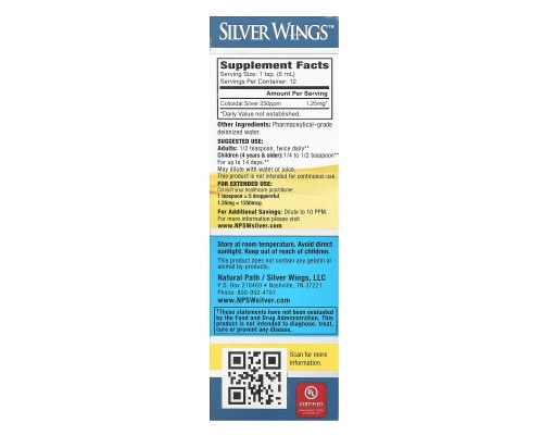 Natural Path Silver Wings, Коллоидное серебро, 250 частей на миллион, 2 жидких унции (60 мл)