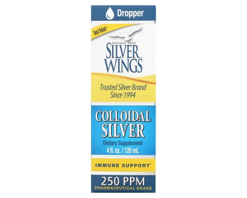 Natural Path Silver Wings, Коллоидное серебро, 250 частей на миллион, 4 жидких унции (120 мл) Natural Path Silver Wings, Коллоидное серебро, 250 частей на миллион, 4 жидких унции (120 мл)