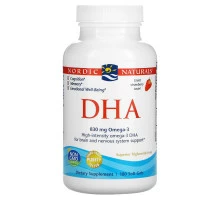 Nordic Naturals ДГК из очищенного рыбьего жира со вкусом клубники 500 мг 180 гелевых  капсул